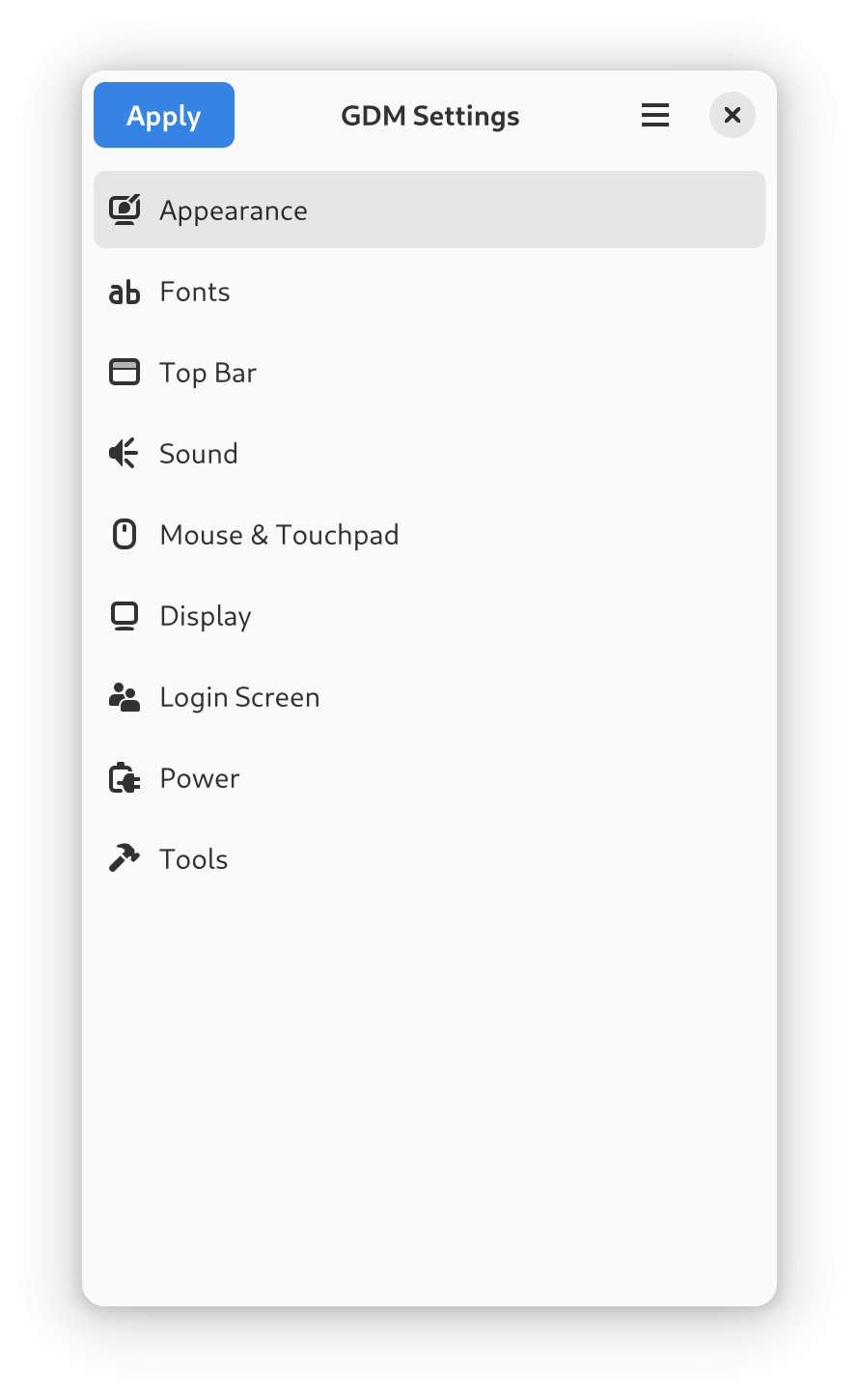 GDM Settings