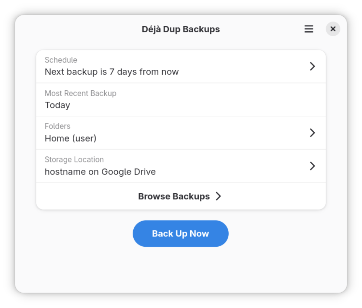 Déjà Dup Backups