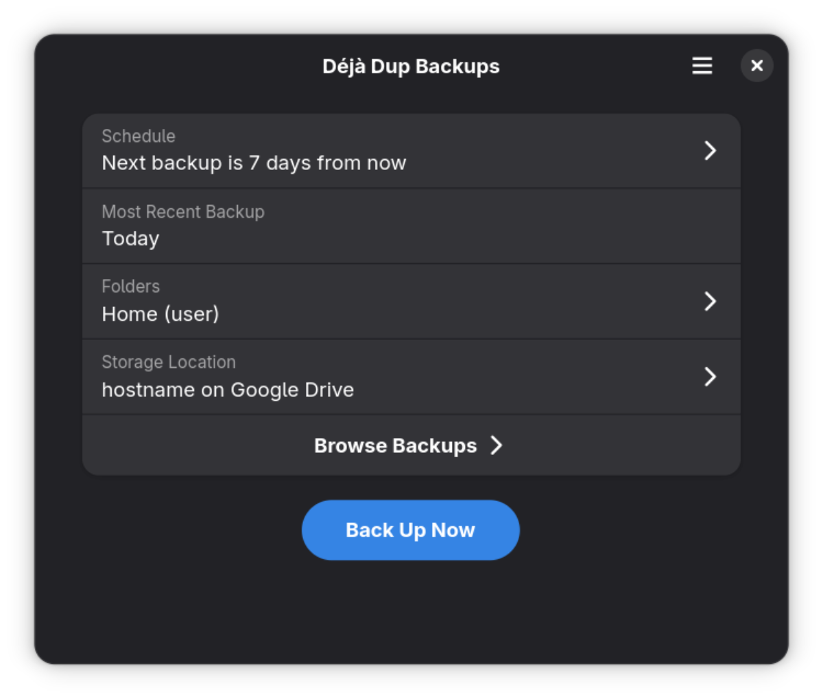 Déjà Dup Backups
