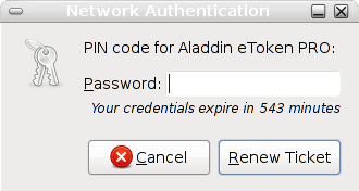 Kerberos Authentication Dialog
