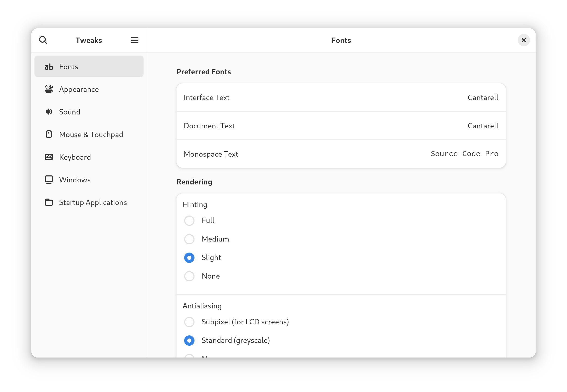 GNOME Tweaks
